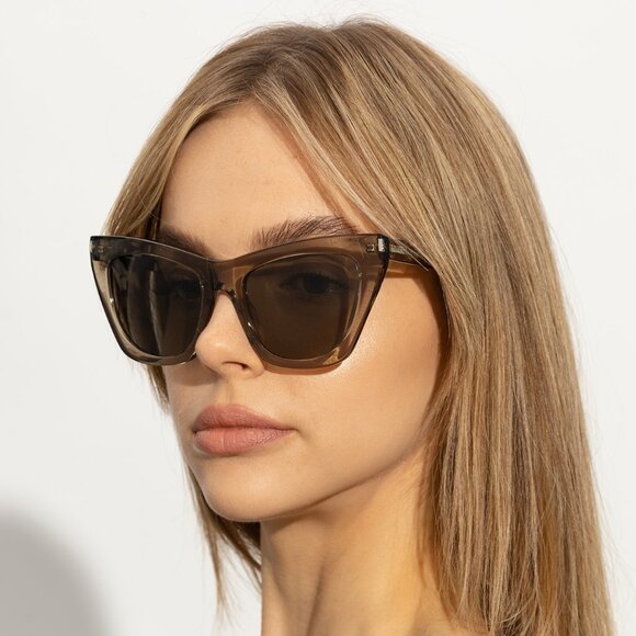 NEW SL214 KATE 032 SAINT LAURENT SUNGLASSES WOMEN CAT EYE BEIGE EYEWEAR - Picture 3 of 5